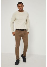 medicine - Medicine Sweter bawełniany męski kolor beżowy lekki. Okazja: na co dzień. Kolor: beżowy. Materiał: bawełna. Długość rękawa: raglanowy rękaw. Długość: krótkie. Styl: casual