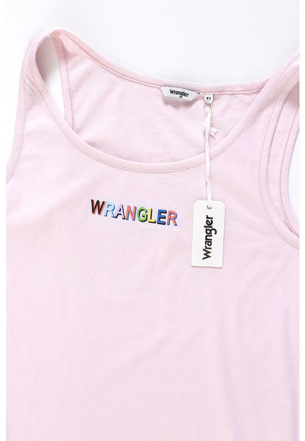 Wrangler - WRANGLER T SHIRT DAMSKI TANK LAVENDER FOG W7387EVVW 112131062. Długość rękawa: na ramiączkach. Wzór: kolorowy