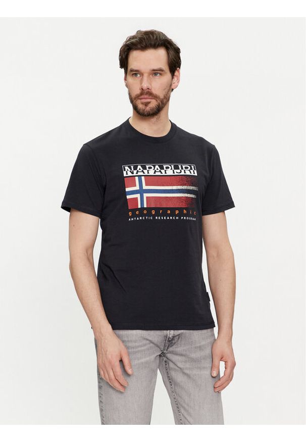 Napapijri T-Shirt S-Kreis NP0A4HQR Czarny Regular Fit. Kolor: czarny. Materiał: bawełna