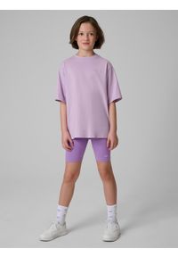 4f - 4F Legginsy kolarki dzianinowe dziewczęce - fioletowe 164 (13-14 lat). Okazja: na spacer, na co dzień. Stan: podwyższony. Kolor: fioletowy. Materiał: dzianina. Sezon: lato. Styl: casual #1