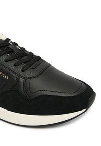 TOMMY HILFIGER - Tommy Hilfiger Sneakersy Monogram Mix Material Runner FW0FW09267 Czarny. Kolor: czarny. Materiał: zamsz, skóra #6