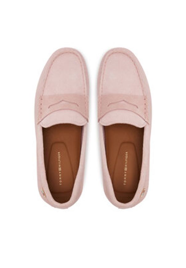 TOMMY HILFIGER - Tommy Hilfiger Mokasyny Flag Soft Suede Driver Loafer FW0FW08558 Różowy. Kolor: różowy. Materiał: skóra, zamsz