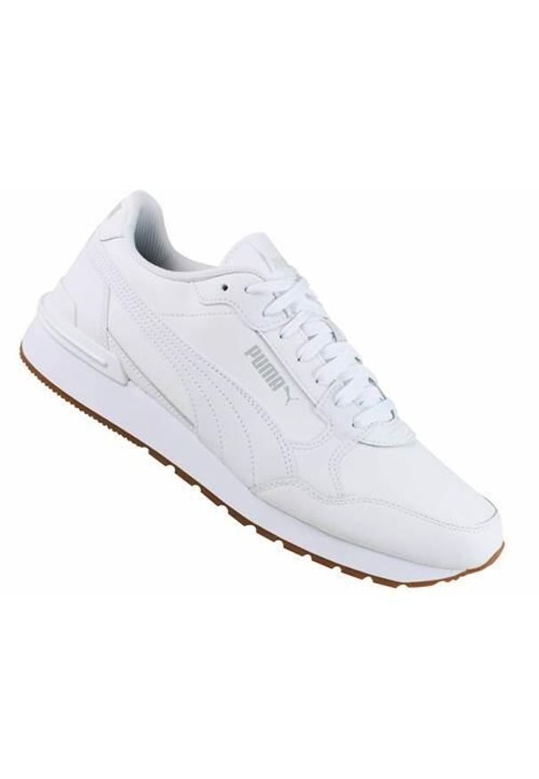 Adidasy Puma St Runner V4 L, Dla obu płci. Kolor: biały. Materiał: skóra. Szerokość cholewki: normalna. Sport: turystyka piesza