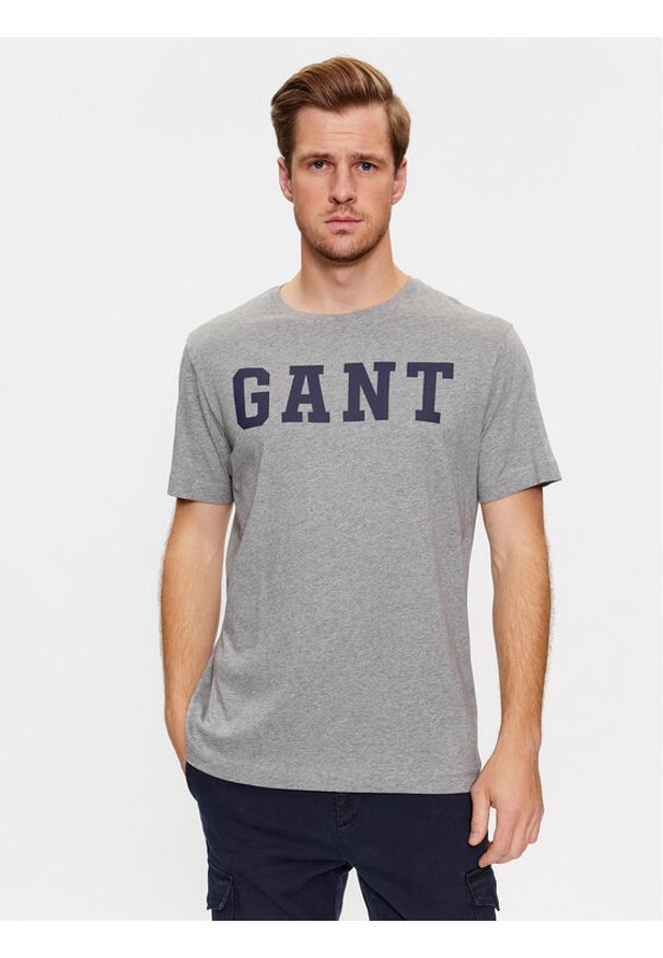 GANT - Gant T-Shirt Md. Gant Ss 2003213 Szary Regular Fit. Kolor: szary. Materiał: bawełna