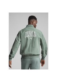 Puma - Męska kurtka bomber PUMA Class PUMA Green Moon. Kolor: zielony. Materiał: guma. Wzór: napisy, nadruk
