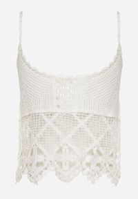 Born2be - Biały Bawełniany Top Boho w Szydełkowym Stylu Janeila. Kolor: biały. Materiał: bawełna. Wzór: aplikacja. Sezon: lato. Styl: boho #4