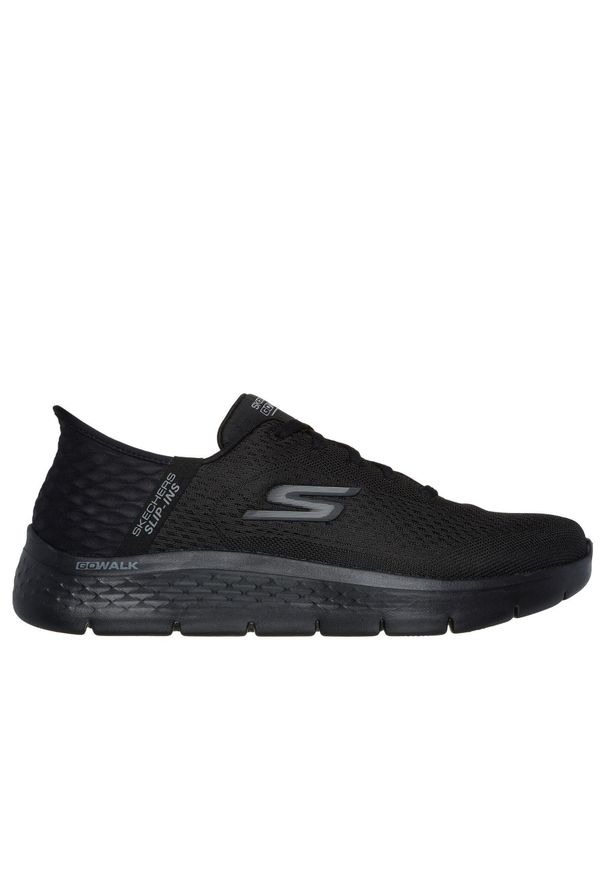 skechers - Buty do chodzenia męskie Skechers Slip ins Go Walk Flex Hands Up. Kolor: czarny. Materiał: tkanina. Szerokość cholewki: normalna. Sport: turystyka piesza