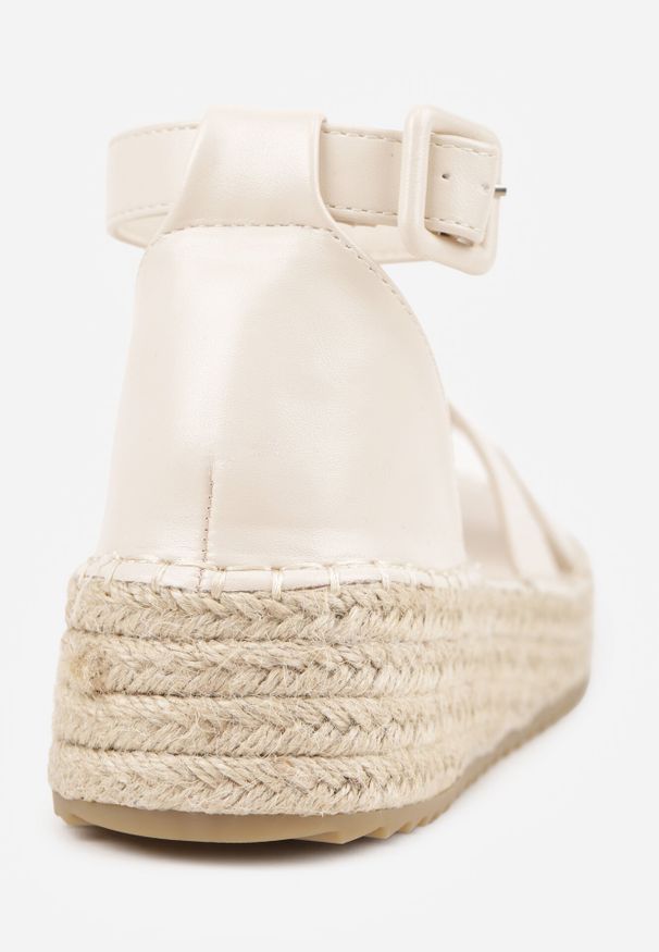 Born2be - Beżowe Sandały VICES na Grubej Plecionej Podeszwie Meztora. Okazja: na co dzień. Zapięcie: sprzączka. Kolor: beżowy. Wzór: ażurowy. Sezon: lato. Styl: elegancki, klasyczny, casual