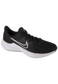 Buty do biegania męskie Nike Downshifter 11. Zapięcie: sznurówki. Kolor: czarny. Materiał: materiał, tkanina, skóra. Szerokość cholewki: normalna. Model: Nike Downshifter #1