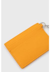 Calvin Klein etui na karty damski kolor pomarańczowy. Kolor: pomarańczowy. Materiał: materiał. Wzór: gładki