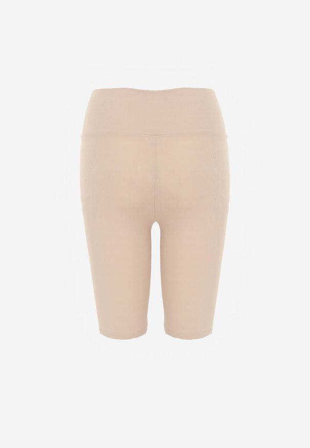 Renee - Ciemnobeżowe Kolarki Hysali. Okazja: na co dzień. Stan: podwyższony. Kolor: beżowy. Materiał: materiał, prążkowany. Długość: krótkie. Styl: sportowy, casual