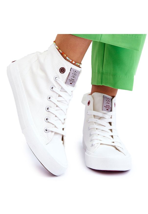 Damskie Klasyczne Wysokie Trampki Cross Jeans LL2R4086C Białe. Zapięcie: sznurówki. Kolor: biały. Materiał: guma, materiał. Szerokość cholewki: normalna. Styl: klasyczny