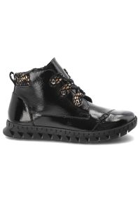 Czarne Botki Armodo Stylowe Lakierowane Buty Damskie. Kolor: czarny. Materiał: lakier. Styl: elegancki #7