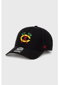 47 Brand - 47brand czapka z domieszką wełny Chciago Blackshawks kolor czarny z aplikacją. Kolor: czarny. Materiał: wełna. Wzór: aplikacja