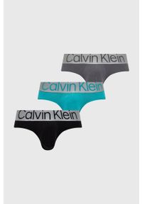 Calvin Klein Underwear slipy (3-pack) męskie kolor czarny. Kolor: srebrny. Materiał: materiał, włókno