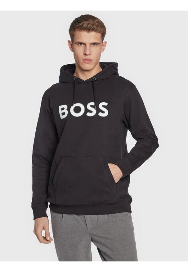 BOSS - Boss Bluza Welegox 50483453 Czarny Regular Fit. Kolor: czarny. Materiał: bawełna