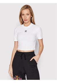 Adidas - adidas T-Shirt adicolor Essentials Rib Cropped HF3394 Biały Regular Fit. Kolor: biały. Materiał: bawełna #1