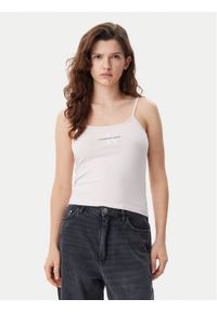 Calvin Klein Jeans Top Monologo J20J223105 Różowy Slim Fit. Kolor: różowy. Materiał: bawełna #1