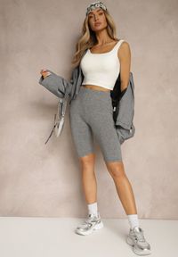Renee - Ciemnoszare Szorty Kolarki High Waist Liradine. Okazja: na co dzień. Stan: podwyższony. Kolor: szary. Styl: sportowy, casual