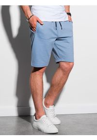 Ombre Clothing - Krótkie spodenki męskie dresowe W291 - błękitne - XXL. Kolor: niebieski. Materiał: dresówka. Długość: krótkie. Styl: klasyczny #2