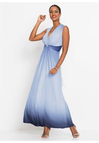 bonprix - Sukienka z dżerseju z marszczeniem. Kolor: niebieski. Materiał: jersey. Styl: elegancki #1
