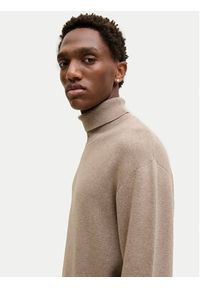 Jack & Jones Golf Milano 12285093 Beżowy Relaxed Fit. Typ kołnierza: golf. Kolor: beżowy. Materiał: bawełna #8