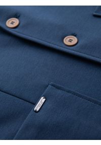 Ombre Clothing - Marynarka męska SLIM z dzianiny o subtelnej strukturze – ciemnoniebieska V6 - Rozmiar: M. Okazja: do pracy. Kolor: niebieski. Materiał: dzianina. Wzór: kolorowy. Styl: klasyczny #4