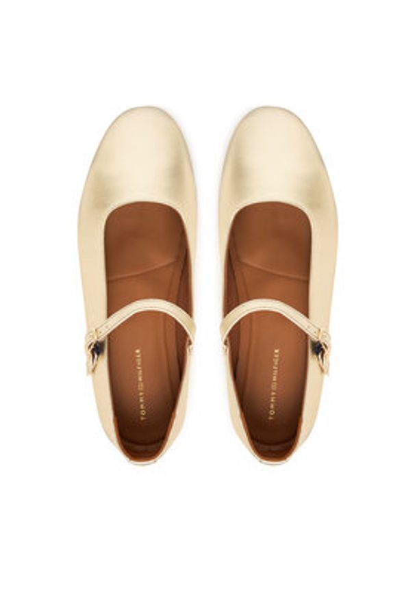 TOMMY HILFIGER - Tommy Hilfiger Baleriny Hilfiger Gold Ballerinas FW0FW09320 Złoty. Kolor: złoty. Materiał: skóra