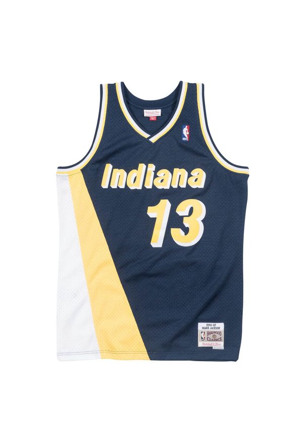 Mitchell & Ness - Swingman jersey Indiana Pacers Mark Jackson. Kolor: niebieski, wielokolorowy, żółty. Materiał: jersey. Sport: koszykówka