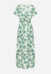 Born2be - Zielona Wiskozowa Sukienka o Rozkloszowanym Kroju z Gumką w Talii i Materiałowym Paskiem Vikletta. Kolor: zielony. Materiał: materiał, wiskoza. Długość rękawa: krótki rękaw. Typ sukienki: rozkloszowane. Styl: elegancki #2