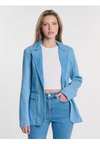 Big-Star - Marynarka damska jeansowa niebieska Lia 204. Okazja: na co dzień. Kolor: niebieski. Materiał: jeans. Styl: klasyczny, elegancki, casual #4