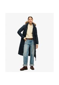 Superdry - Płaszcz Super Longline Fuji. Kolor: niebieski. Długość rękawa: długi rękaw. Styl: elegancki #1