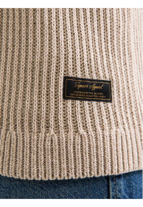 Jack & Jones Sweter Dover 12278816 Beżowy Regular Fit. Kolor: beżowy. Materiał: syntetyk