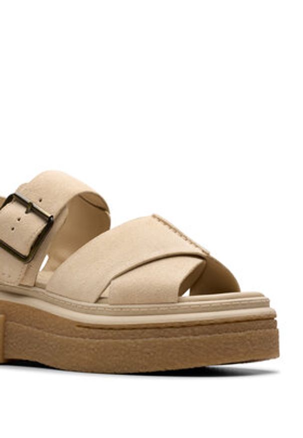 Clarks Sandały Evamar Wish 26181202 Beżowy. Kolor: beżowy. Materiał: zamsz, skóra
