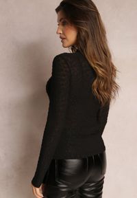 Renee - Czarna Bluzka w Cętki z Lekko Prześwitującej Tkaniny Tuomela. Kolor: czarny. Materiał: tkanina. Styl: elegancki