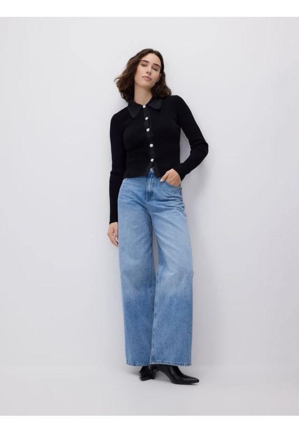 Reserved - Bluzka z wiskozą - czarny. Kolor: czarny. Materiał: wiskoza