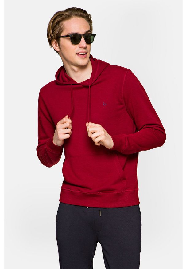 Lancerto - Bluza Bordowa z Kapturem Skyler. Okazja: na co dzień. Typ kołnierza: kaptur. Kolor: czerwony. Materiał: dzianina, bawełna, dresówka, jeans, poliester. Wzór: gładki, kolorowy. Styl: sportowy, casual