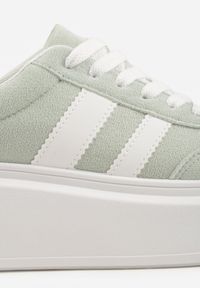 Renee - Zielone Sneakersy Typu Kultowe Tenisówki na Platformie Redoreve. Kolor: zielony. Materiał: skóra, jeans. Obcas: na platformie #6
