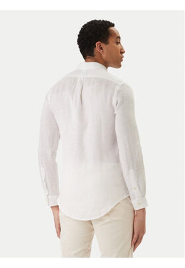 Polo Ralph Lauren Koszula 710968915505 Biały Slim Fit. Typ kołnierza: polo. Kolor: biały. Materiał: len