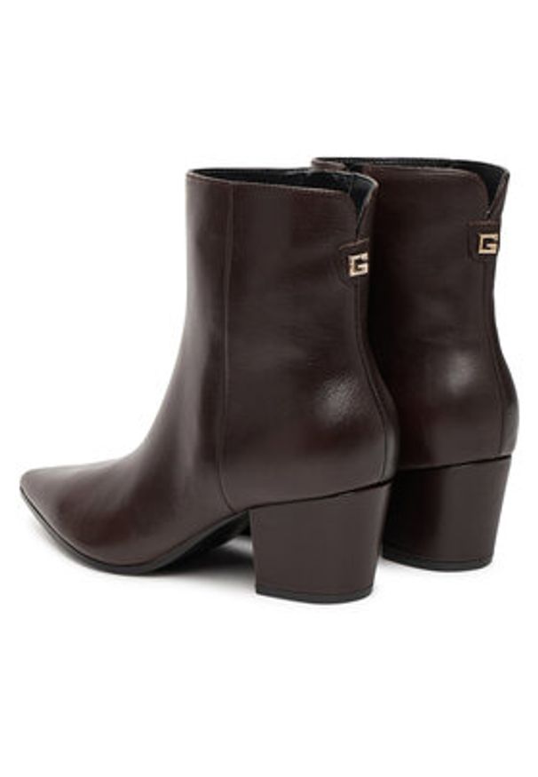 Guess Botki FLFHAL LEA10 Brązowy. Kolor: brązowy. Materiał: skóra