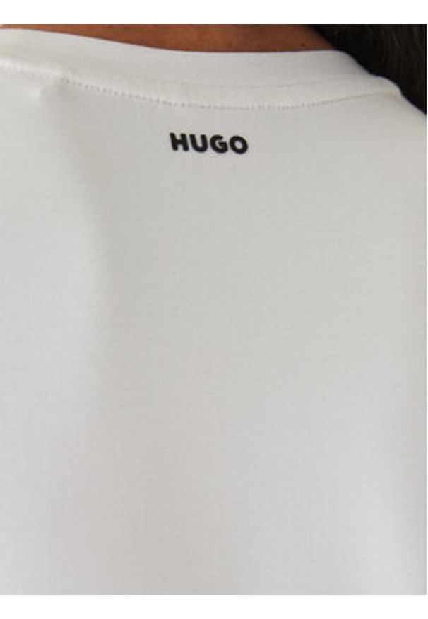 Hugo - HUGO T-Shirt Darnelia 50515019 Écru Slim Fit. Kolor: kremowy. Materiał: bawełna