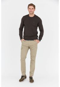 Aeronautica Militare - AERONAUTICA MILITARE Brązowy sweter męski z wełny merynosa, Rozmiar XL. Kolor: brązowy. Materiał: wełna
