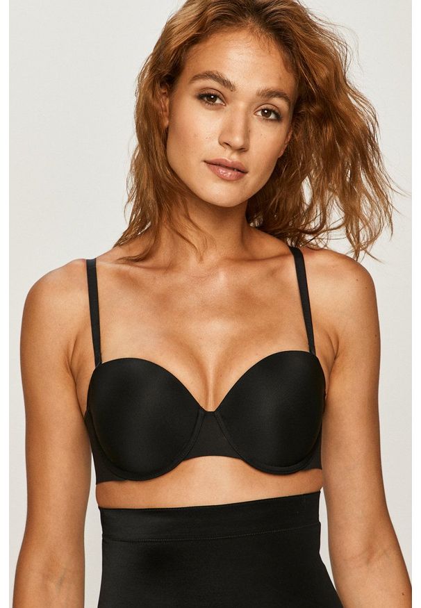 Spanx - Biustonosz modelujący Up For Anything. Kolor: czarny. Materiał: materiał. Rodzaj stanika: odpinane ramiączka, różne sposoby noszenia. Wzór: gładki