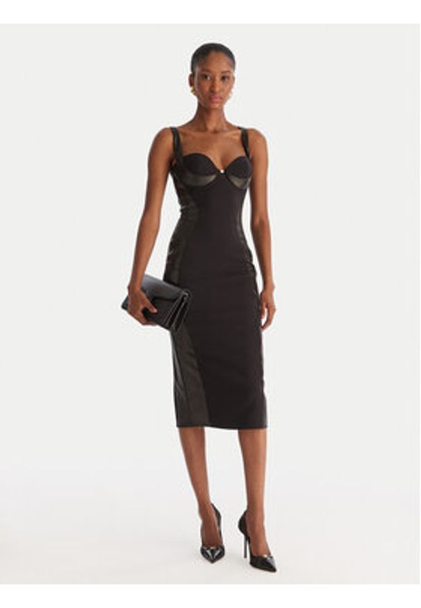 Elisabetta Franchi Sukienka koktajlowa AB-838-57E2-V480 Czarny Slim Fit. Kolor: czarny. Materiał: syntetyk. Styl: wizytowy