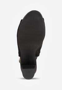 Born2be - Czarne Ażurowe Sandały na Obcasie ze Skórzaną Wkładką Linwena. Okazja: na imprezę, na co dzień, na spacer. Zapięcie: sprzączka. Kolor: czarny. Wzór: ażurowy. Materiał: skóra. Sezon: lato. Obcas: na obcasie. Styl: boho, casual, klasyczny. Wysokość obcasa: wysoki #7