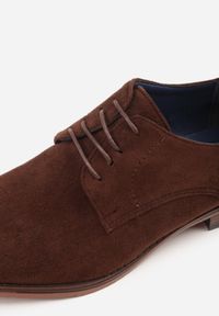 Born2be - Brązowe Sznurowane Półbuty z Imitacji Zamszu w Eleganckim Stylu Rhodica. Okazja: na co dzień, do pracy. Kolor: brązowy. Materiał: zamsz. Styl: elegancki #4