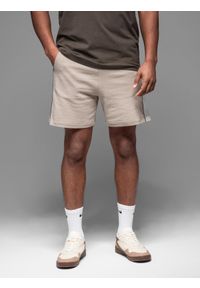 Ombre Clothing - Męskie krótkie dresowe spodenki w szerokie pasy – beżowe V2 OM-SRSK-0182 - XXL. Okazja: na co dzień. Kolor: beżowy. Materiał: dresówka. Długość: krótkie. Styl: sportowy, casual #5