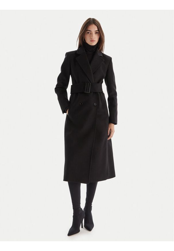 Patrizia Pepe Płaszcz wełniany 2O0195 A171 Czarny Regular Fit. Kolor: czarny. Materiał: wełna