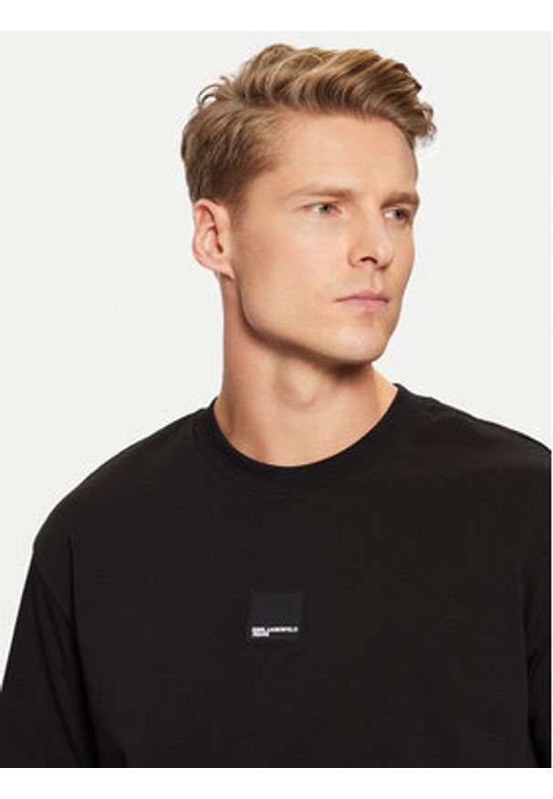 Karl Lagerfeld Jeans T-Shirt A1M17011 Czarny Relaxed Fit. Kolor: czarny. Materiał: bawełna