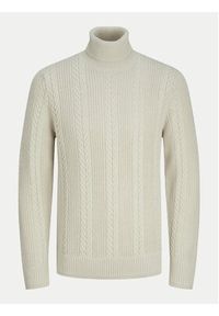 Jack & Jones Golf 12261441 Beżowy Regular Fit. Typ kołnierza: golf. Kolor: beżowy. Materiał: bawełna, syntetyk #4